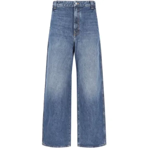 Blaue Denim Jeans, Niedrige Taille, Weites Gerades Bein - Khaite - Modalova