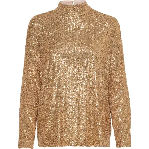 Gold Paillettenbluse Reyanasz Stil , Damen, Größe: M - Saint Tropez - Modalova