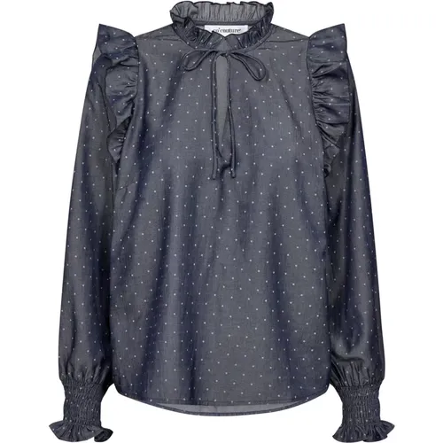 Navy Dot Volant Bluse Co'Couture - Co'Couture - Modalova