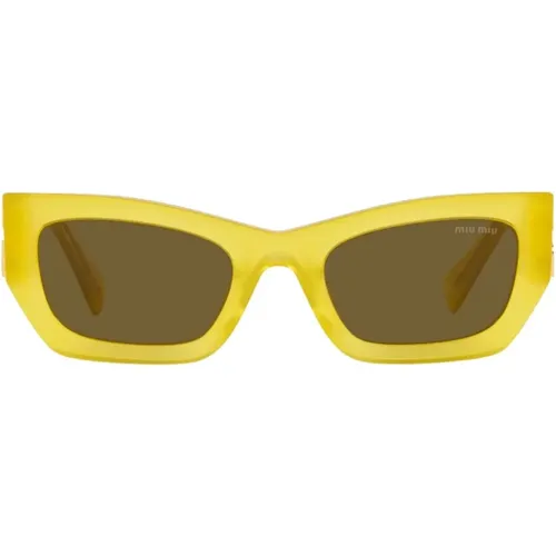 Gelbe Halbtransparente Cat-Eye Sonnenbrille - Miu Miu - Modalova