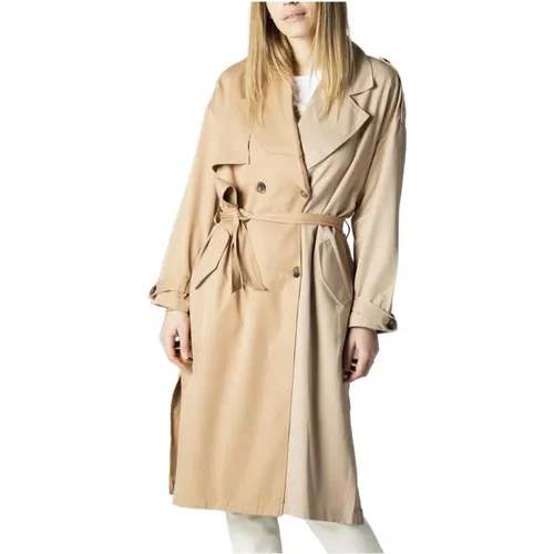 Beiger Mantel mit Reverskragen - 100% Polyester , Damen, Größe: L - Only - Modalova