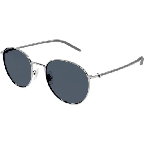 Stylish Blue Lens Sunglasses , unisex, Sizes: 55 MM - Montblanc - Modalova