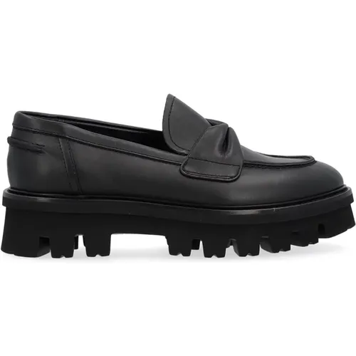 Chunky Natalia Schwarzer Leder-Loafer , Damen, Größe: 40 EU - AGL - Modalova