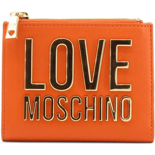 Metallische Geldbörse mit Kreditkartenhalter - Love Moschino - Modalova