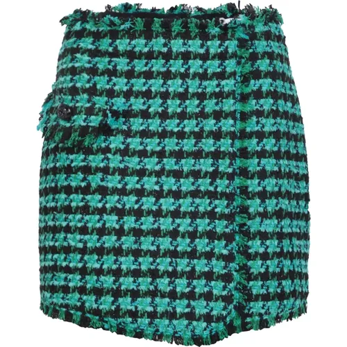 Grüne Houndstooth Shorts für Frauen - Msgm - Modalova