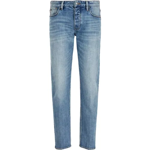 Slim Fit Denim Jeans mit Logo , Herren, Größe: W38 - Emporio Armani - Modalova