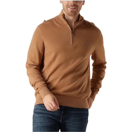 Zip Mock Cashmere Pullover für Herren , Herren, Größe: L - Tommy Hilfiger - Modalova