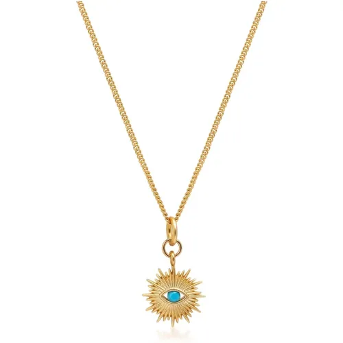 Gold Necklace with Mini Evil Eye Pendant , female, Sizes: ONE SIZE - Nialaya - Modalova