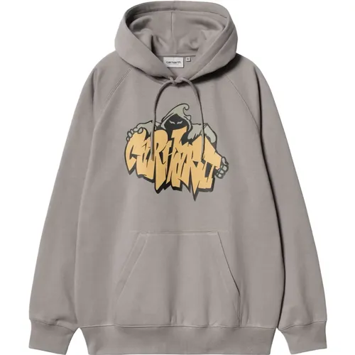 Grauer Print Hoodie , Herren, Größe: L - Carhartt WIP - Modalova