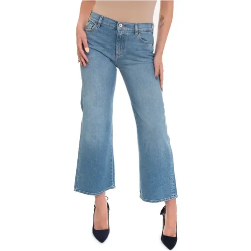 Cropped wide leg denim jeans - Emporio Armani - Modalova