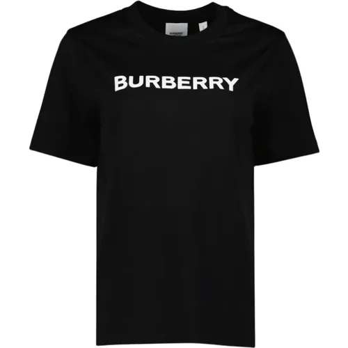 Logo Print Round Neck Tee , female, Sizes: XS - Burberry - Modalova