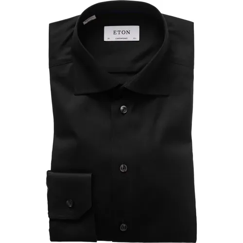 Zeitgenössisches Signature Twill Hemd Schwarz , Herren, Größe: 4XL - Eton - Modalova