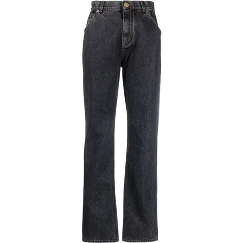 Used denim wide leg jeans , female, Sizes: XS - Balmain - Modalova