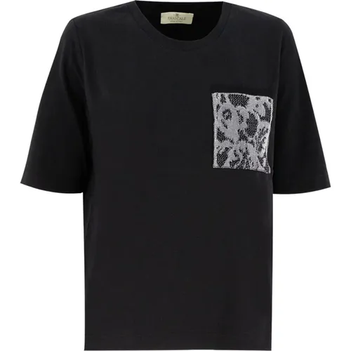 Besticktes T-Shirt mit Rundhalsausschnitt , Damen, Größe: XS - Panicale - Modalova