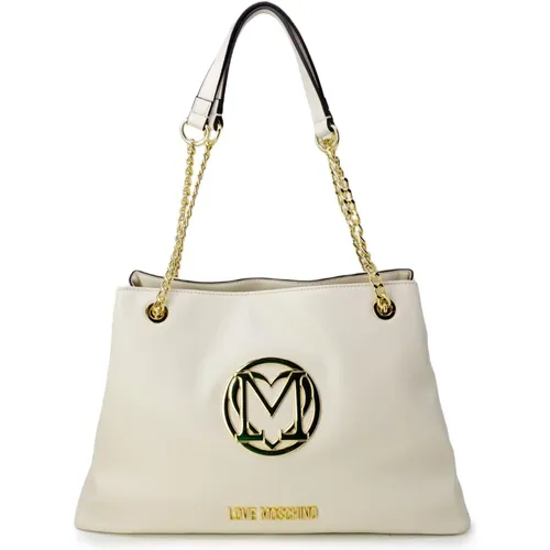 Weiße Reißverschluss Handtasche Frühling/Sommer Damen , Damen, Größe: ONE Size - Love Moschino - Modalova