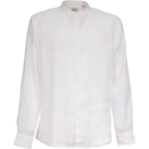 Linen Korean Collar Shirt , male, Sizes: 2XL, XL, L, 4XL, M, 3XL - Aspesi - Modalova