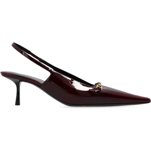 Burgundy Leather Slingback Pumps , female, Sizes: 7 UK, 8 UK, 2 UK - Saint Laurent - Modalova