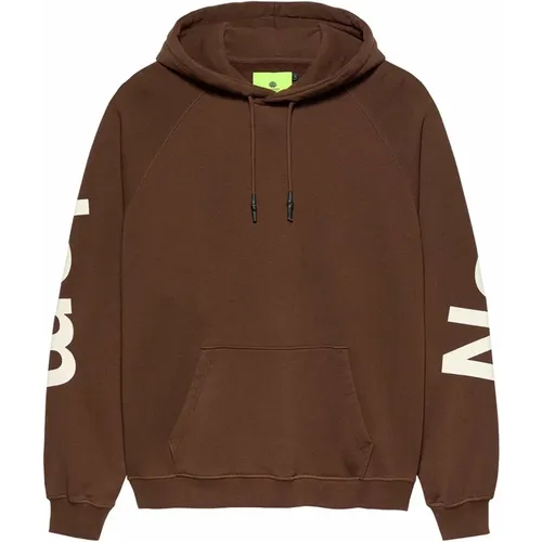 Brauner Logo Line Hoodie Baumwolle , Herren, Größe: L - New Amsterdam Surf Association - Modalova