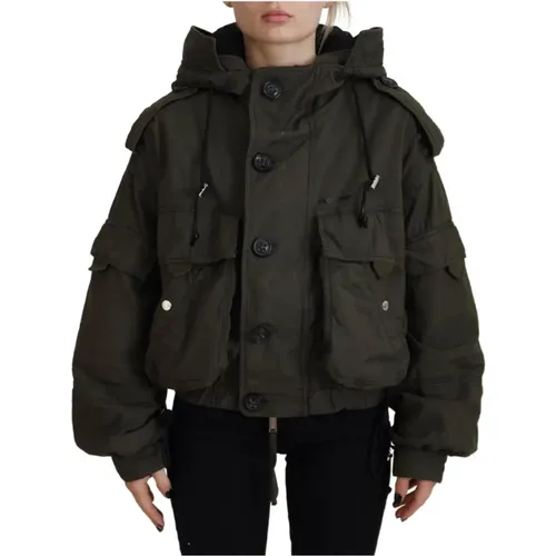 Grüne Cargo-Kapuzenknopfjacke - Dsquared2 - Modalova