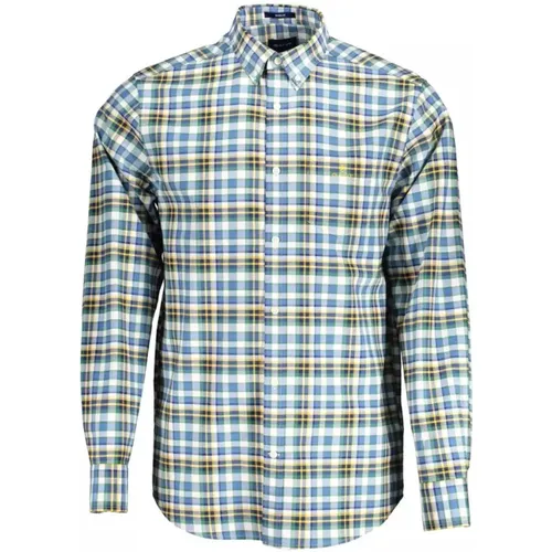 Blaues Baumwoll-Button-Down-Hemd , Herren, Größe: S - Gant - Modalova