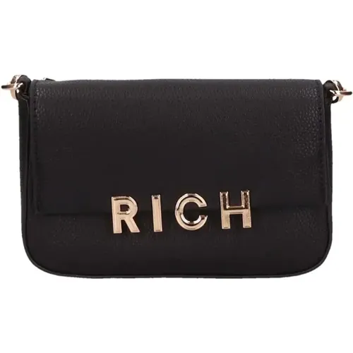 Schwarze Handtasche mit Goldlogo , Damen, Größe: ONE Size - John Richmond - Modalova