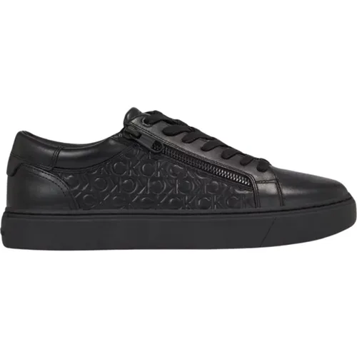 Embossed Logo Leather Sneakers , male, Sizes: 11 UK, 8 UK, 7 UK, 10 UK, 12 UK, 9 UK - Calvin Klein - Modalova