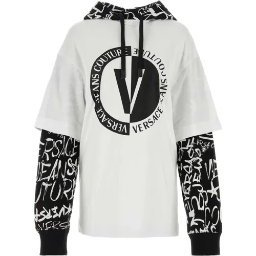 Zweifarbiger Baumwoll-Sweatshirt , Damen, Größe: S - Versace Jeans Couture - Modalova