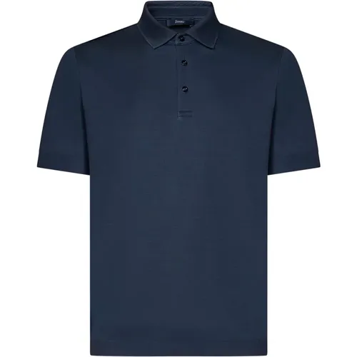 Marineblaues Polo Shirt für Herren , Herren, Größe: 4XL - Herno - Modalova