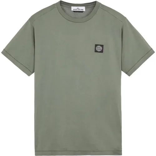 Kurzarm T-Shirt in Grün , Herren, Größe: XL - Stone Island - Modalova