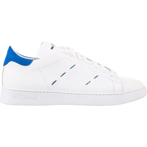 Blaue Low-Top-Sneakers aus weißem Leder - Kiton - Modalova