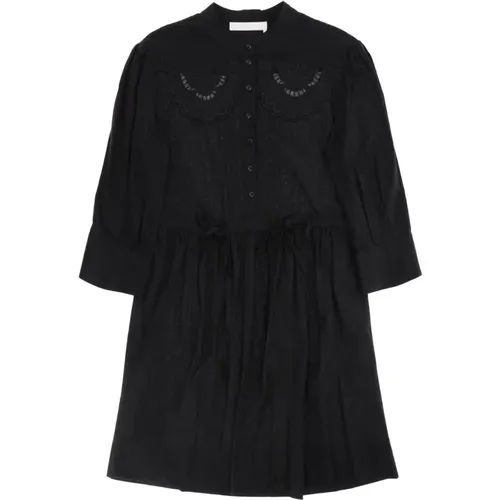 Maxi Dresses,Besticktes Hemdkleid mit Mandarin-Kragen - See by Chloé - Modalova
