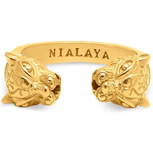 Goldener Panther Ring , Damen, Größe: 50 MM - Nialaya - Modalova