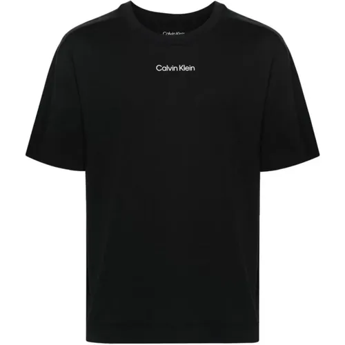 Stylisches Schwarzes Baumwoll Herren T-shirt , Herren, Größe: XL - Calvin Klein - Modalova