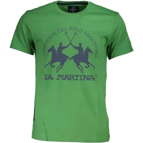 Cotton T-Shirt, Short Sleeves, Regular Fit, Round Neck, Print, Logo , male, Sizes: L, 2XL, M, XL - LA MARTINA - Modalova