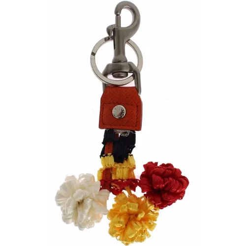 Multicolor Sicily Raffia Leder Schlüsselanhänger - Dolce & Gabbana - Modalova