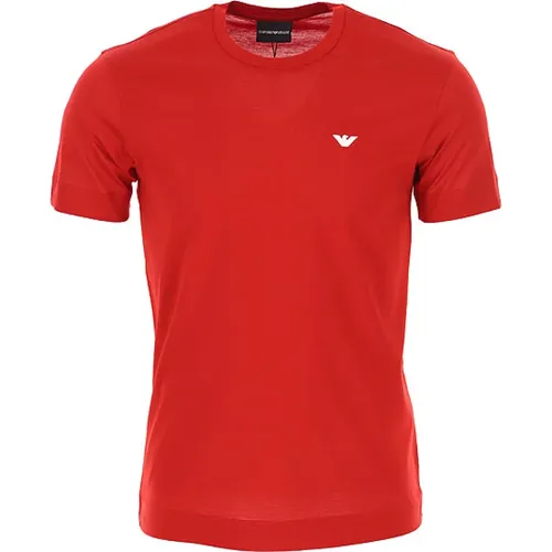 Rotes T-Shirt mit Kurzen Ärmeln und Adlerlogo für Herren - Emporio Armani - Modalova