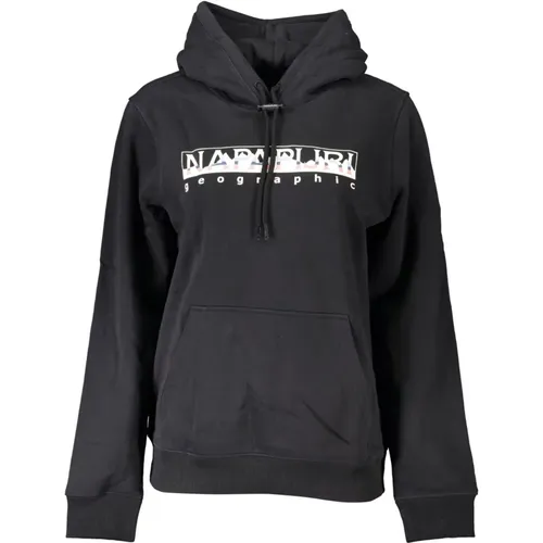 Kapuzenpullover Schwarz Langarm Logo , Damen, Größe: XS - Napapijri - Modalova