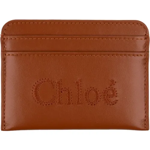 Embroidered Logo Card Case , female, Sizes: ONE SIZE - Chloé - Modalova