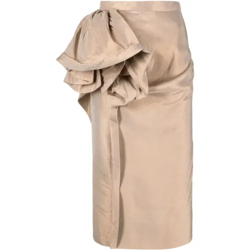 Gold Satin Floral Midi Skirt , female, Sizes: XS, S, 2XS - Maison Margiela - Modalova
