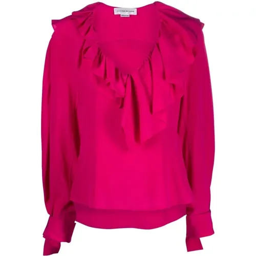 Seiden Fuchsia Pullover, Luxuriöse Damenbekleidung - Victoria Beckham - Modalova