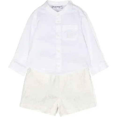 Weißes Baumwollhemd und Shorts Set - Emporio Armani - Modalova