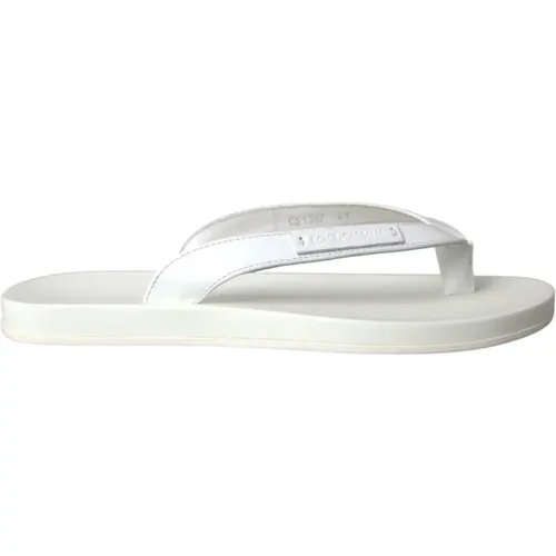 Weiße Leder Flip Flop Sandalen - Dolce & Gabbana - Modalova