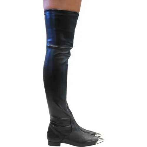 Stretch-Leder Overknee-Stiefel - Anna F. - Modalova