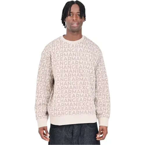 Monogram Print Crewneck Sweater - Armani Exchange - Modalova