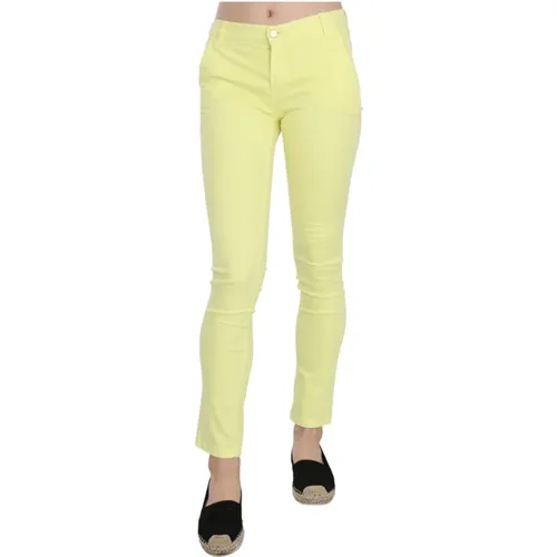 Gelbe Skinny Hose Logo Details , Damen, Größe: W26 - pinko - Modalova