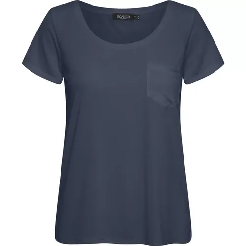 Navy Pocket Tee Top , female, Sizes: L, 2XL, XL, M, XS, S - Soaked in Luxury - Modalova