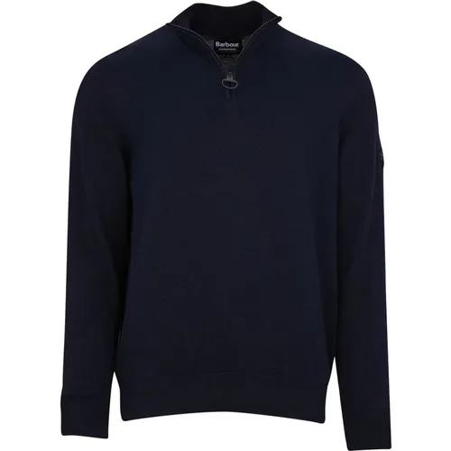 Cotton Half Zip Navy Sweater , male, Sizes: M, L, XL - Barbour - Modalova