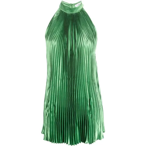 Grünes Plissiertes Halterneck Kleid , Damen, Größe: 2XS - L'idée - Modalova