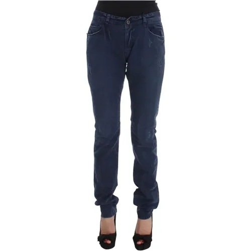 Regular Fit Blaue Jeans mit Reißverschluss und Knopf , Damen, Größe: W34 - Costume National - Modalova