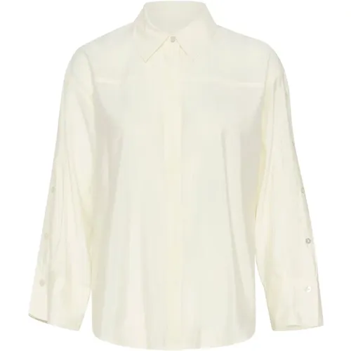 Weiße Button Shirt Slelia Bluse , Damen, Größe: M - Soaked in Luxury - Modalova